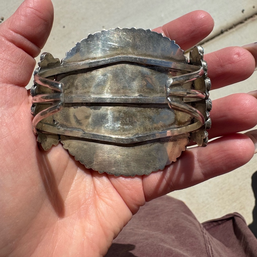 Authentic Turquoise Cluster Statement Cuff Bracel… - image 8